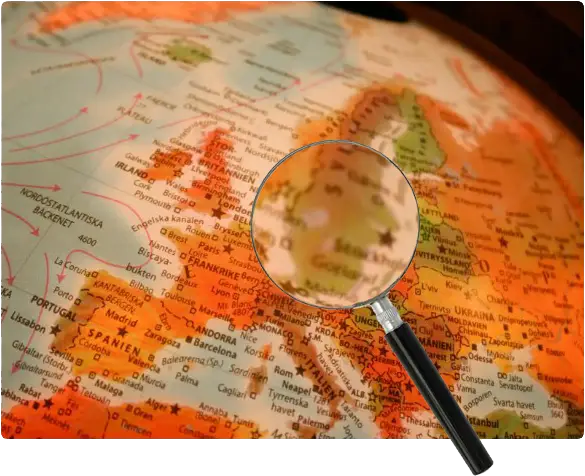 Karta med sverige i förstoringsglas